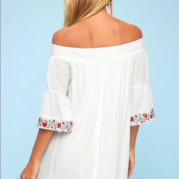 Black swam Taryn white embroidered off the shoulder shift dress SZ MD - Picture 8 of 8